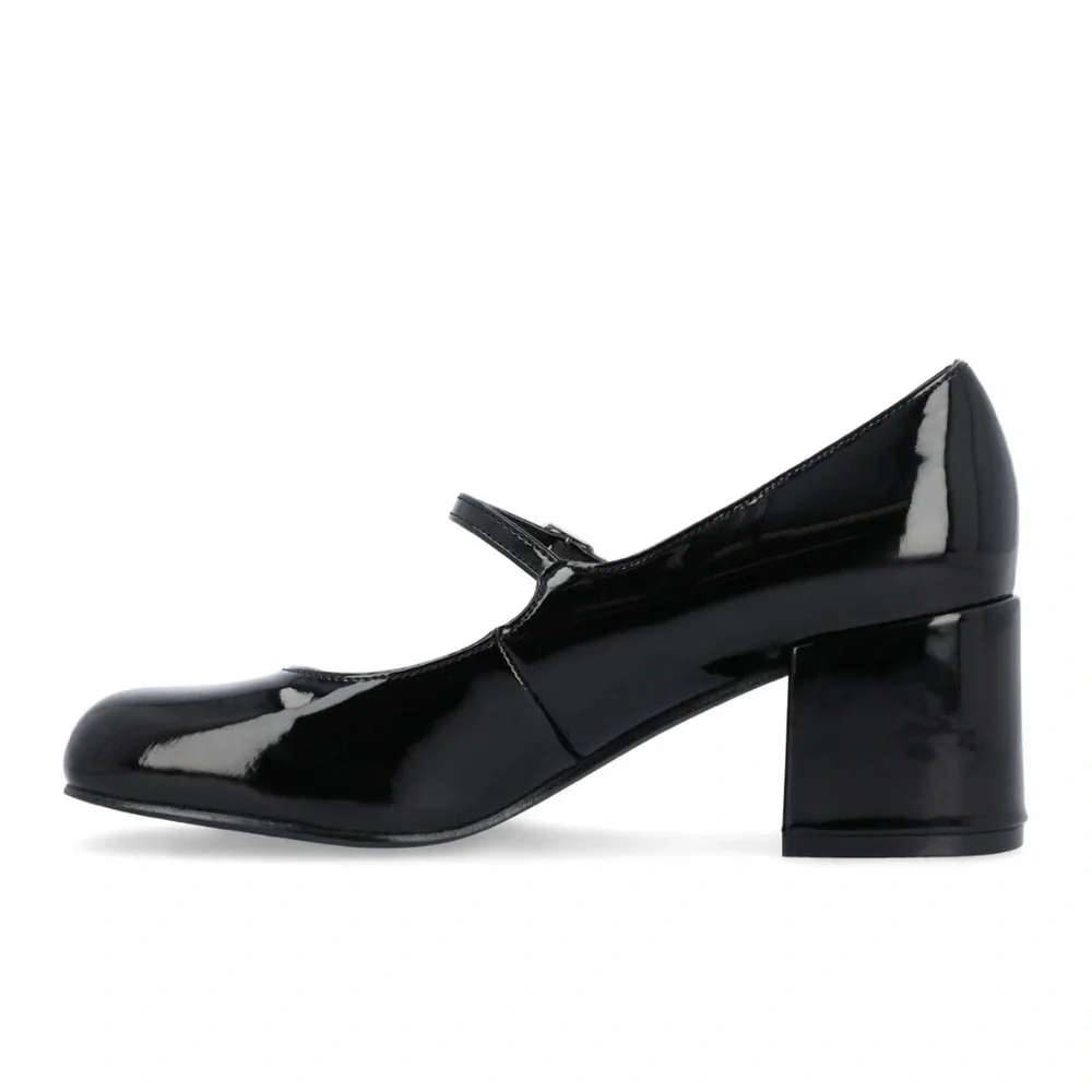 JOURNEE OKENNA MARY JANE PUMP HEELS IN  BLACK PATENT      US 7   … - Picture 3 of 16